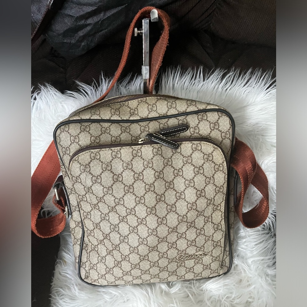 Gucci Tan and Brown Monogram messenger bag